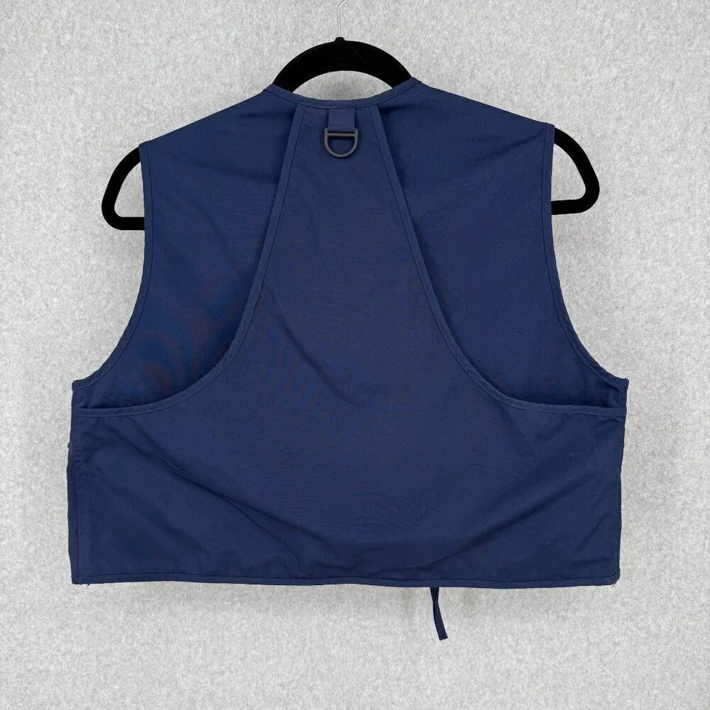 LL Bean VTG Fishing Tactical Vest Size L Blue Cargo Pockets Outdoor Sportsman